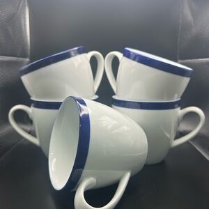 Crate & Barrel "Belmont" Blue Coffee Mugs - Set of 5 - EXCELLENT